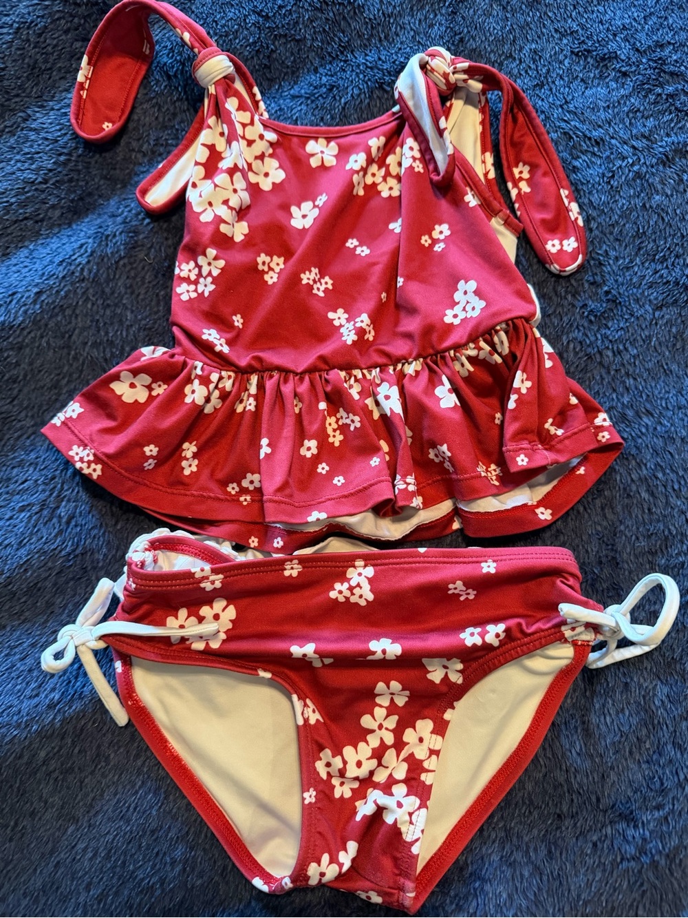Girls' Red Floral Two-Piece Swim Bikini Set